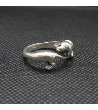R002014 Sterling Silver Ring Dog Dachshund Genuine Solid Hallmarked 925 Handmade